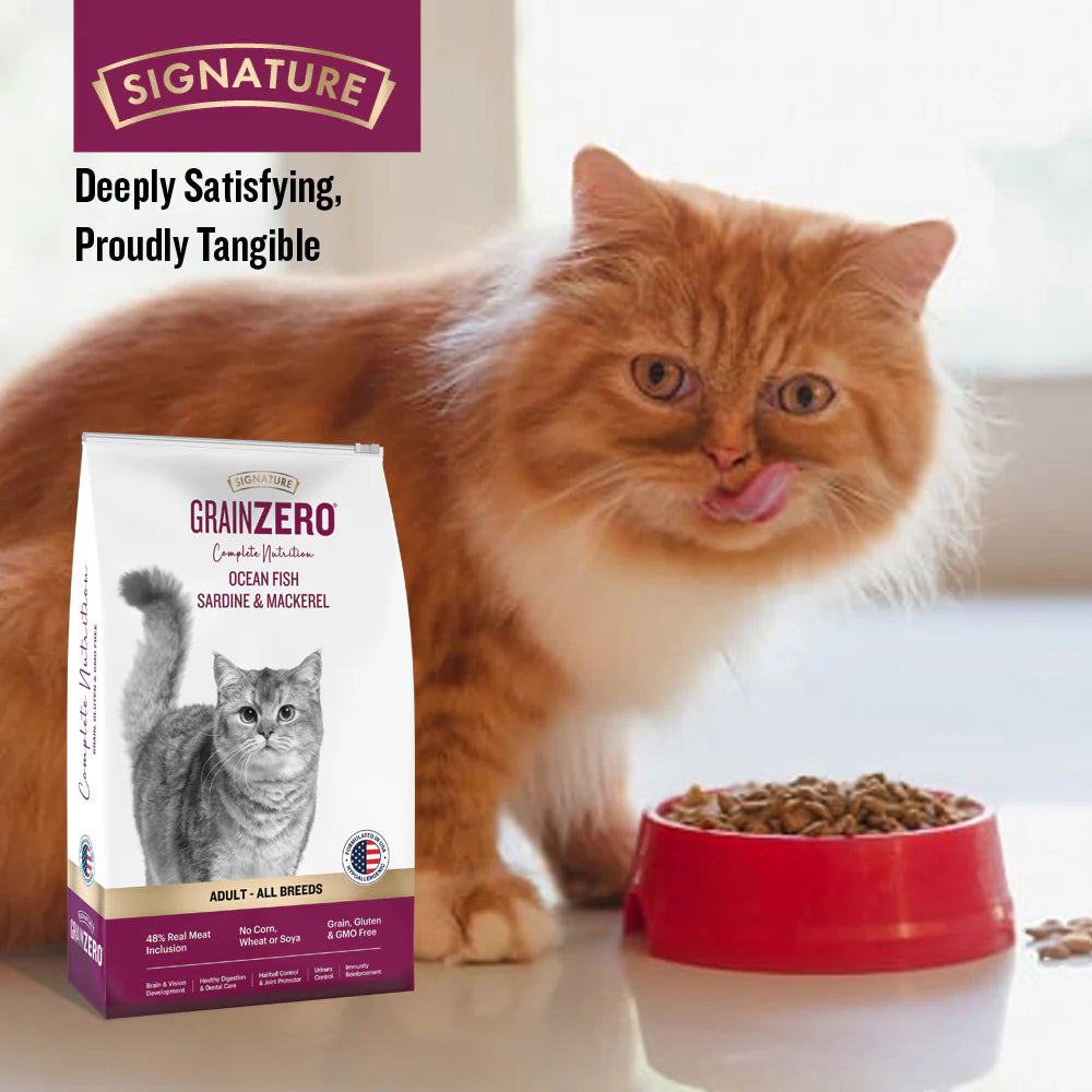 Signature Grain Zero Ocean Fish, Sardine, and Mackerel Adult All Breed Dry Cat Food 1.2kg