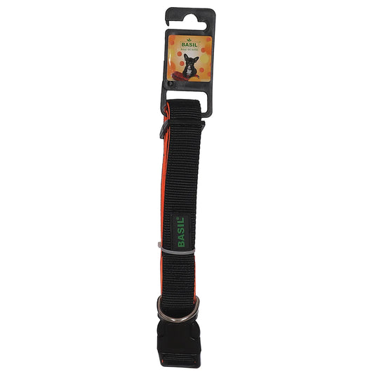 Basil Padded Adjustable Collar for Dogs & Puppies Black/Orange