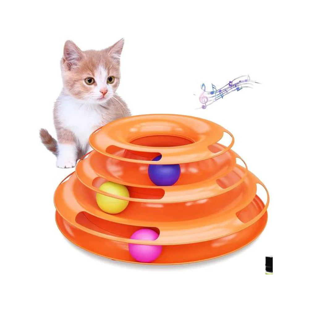 Smarty Pet 3 Level Tower Track Roller Cat Toy With Colorful Balls