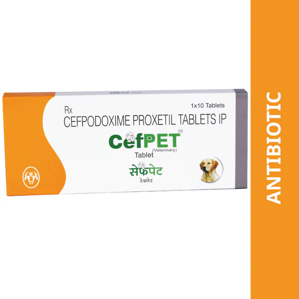 Intas Cefpet 100mg Cefpodoxime Proxetil Tablet for Dogs & Cats 1 x 10 Tablets