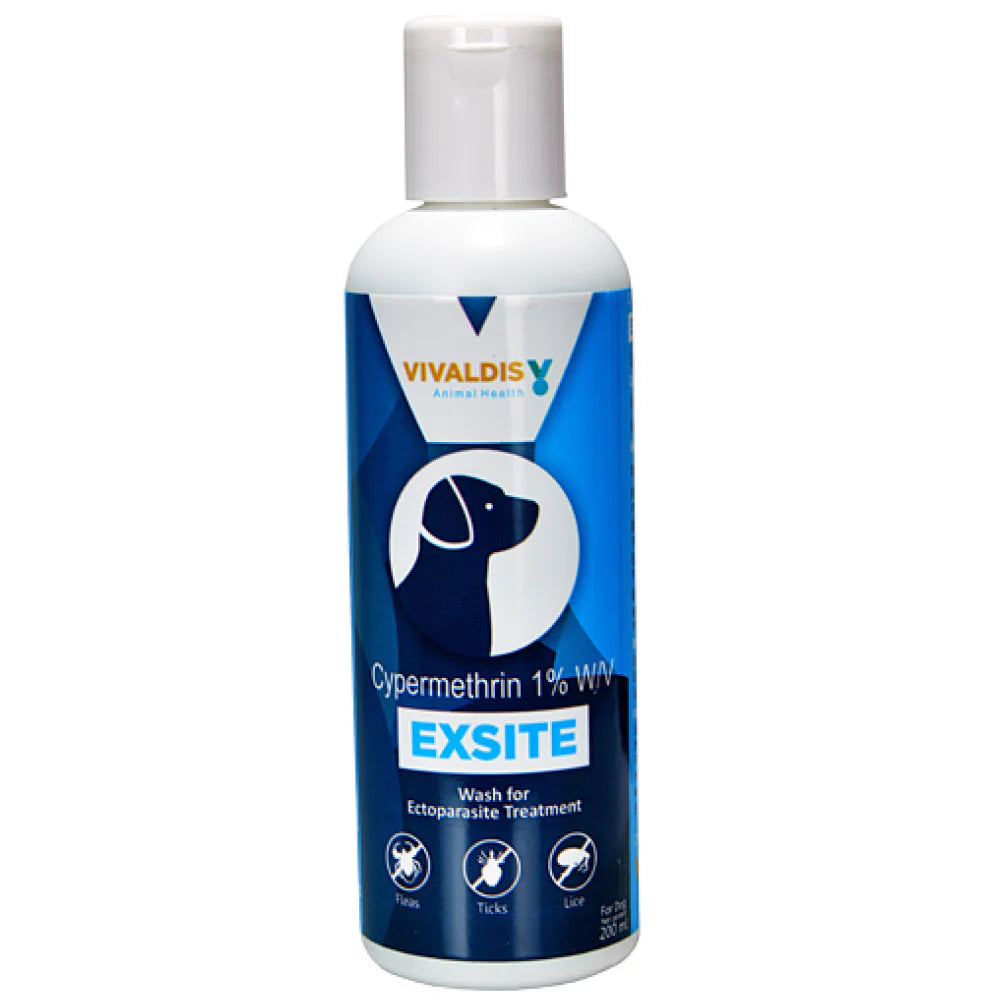 Vivaldis Exsite (Cypermethrin) Anti tick & flea Shampoo for Dogs 200ml