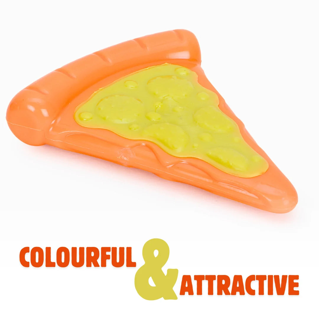 Basil TPR Pizza Slice with Nylon Topping Dog Toy