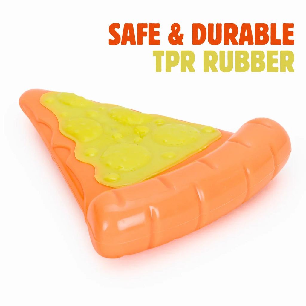 Basil TPR Pizza Slice with Nylon Topping Dog Toy