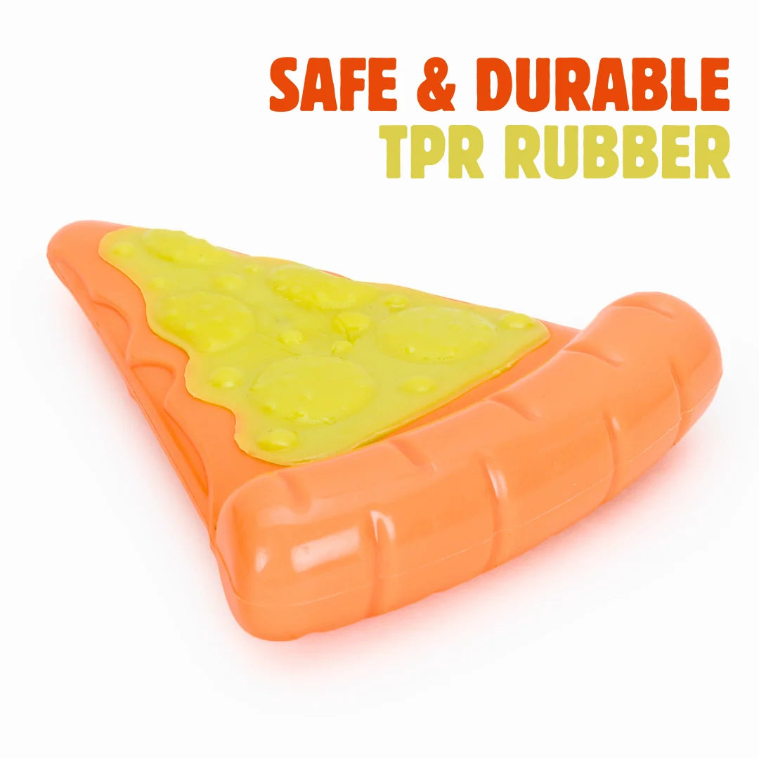 Basil TPR Pizza Slice with Nylon Topping Dog Toy