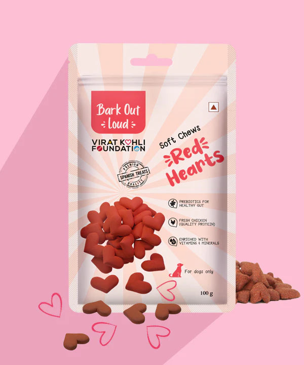Vivaldis Bark Out Loud Soft Chew Red Heart Treat For Dogs 100g