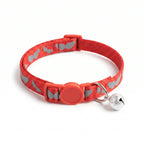 Basil Printed Adjustable Collar for Puppies & Cats – Stylish & Comfortable Design - Red