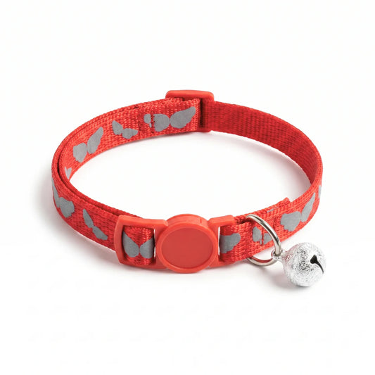 Basil Printed Adjustable Collar for Puppies & Cats – Stylish & Comfortable Design - Red