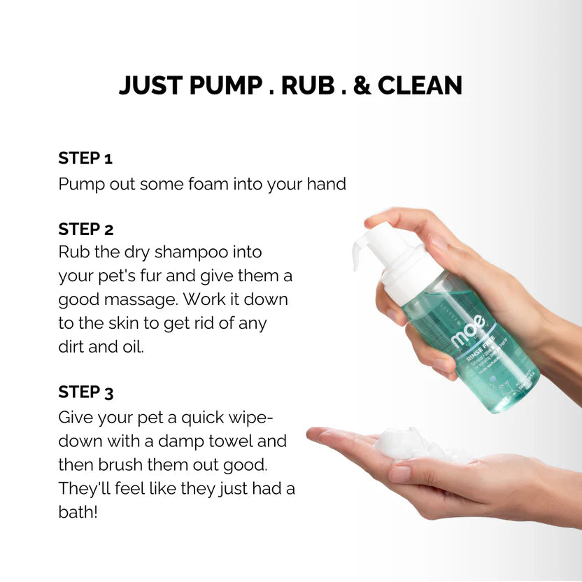Moe Puppy Rinse Free with Oatmeal & Olive Oil Cruelty Free and Plant Based Formula For Dogs & Cats 300ml