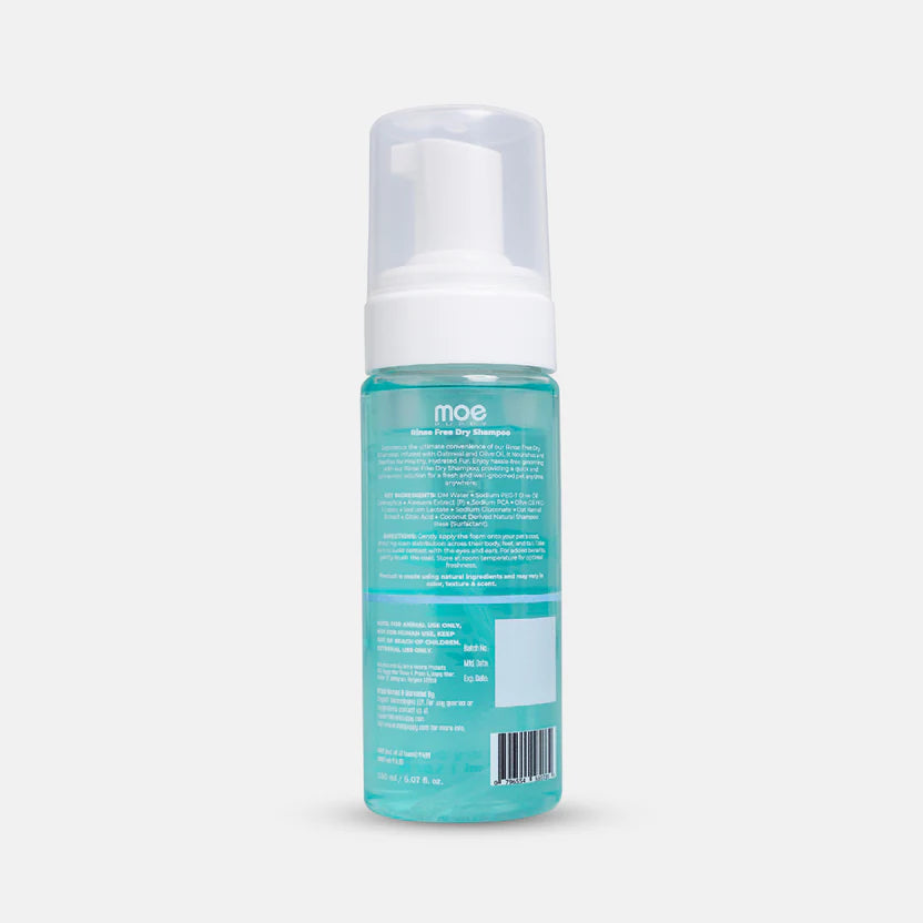 Moe Puppy Cruelty Free and Plant Based Formula Rinse Free Dry Shampoo for Dogs & Cats 150ml