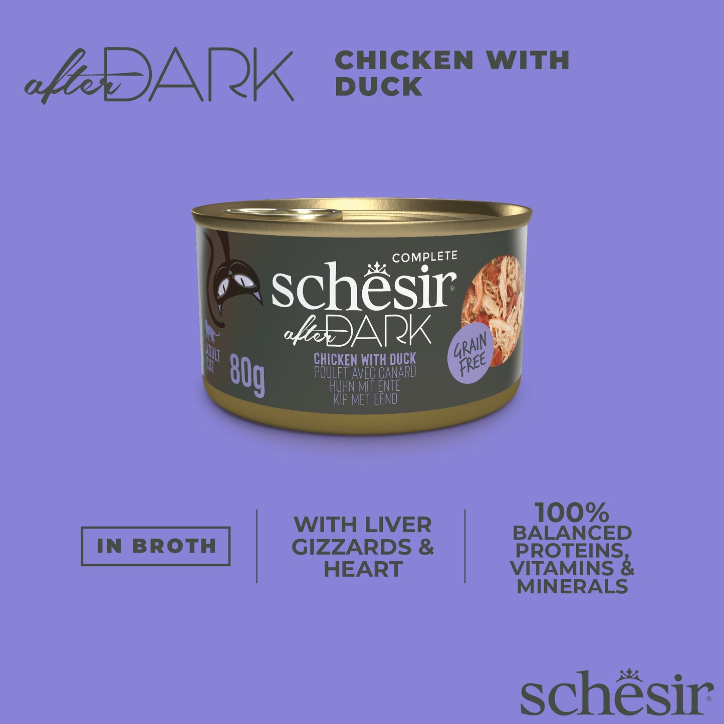 Schesir After Dark Adult Cat Wholefood Chicken & Duck Cat Wet Food 80g