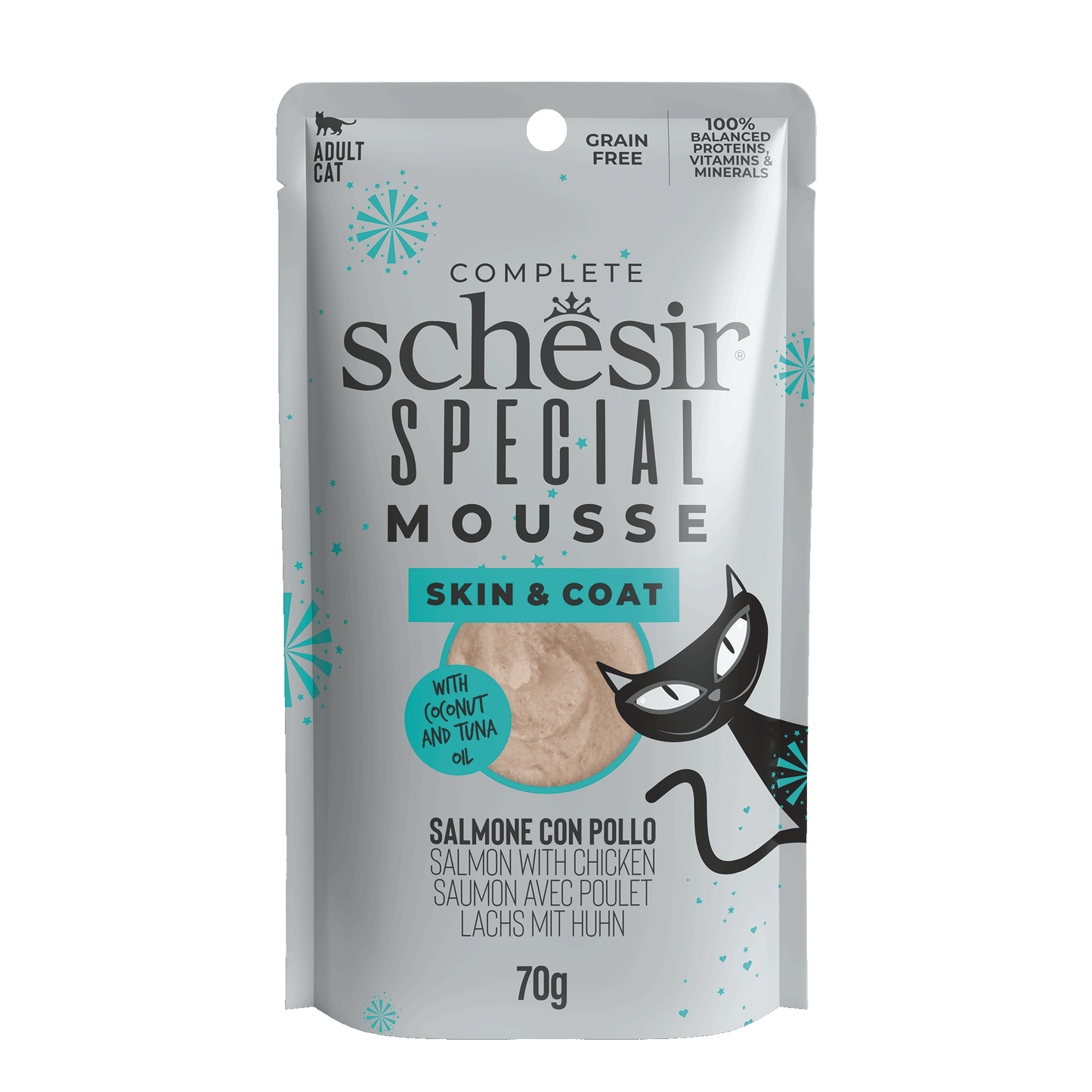 Schesir Special Skin & Coat Cat Mousse Salmon Adult Cat Wet Food 70g