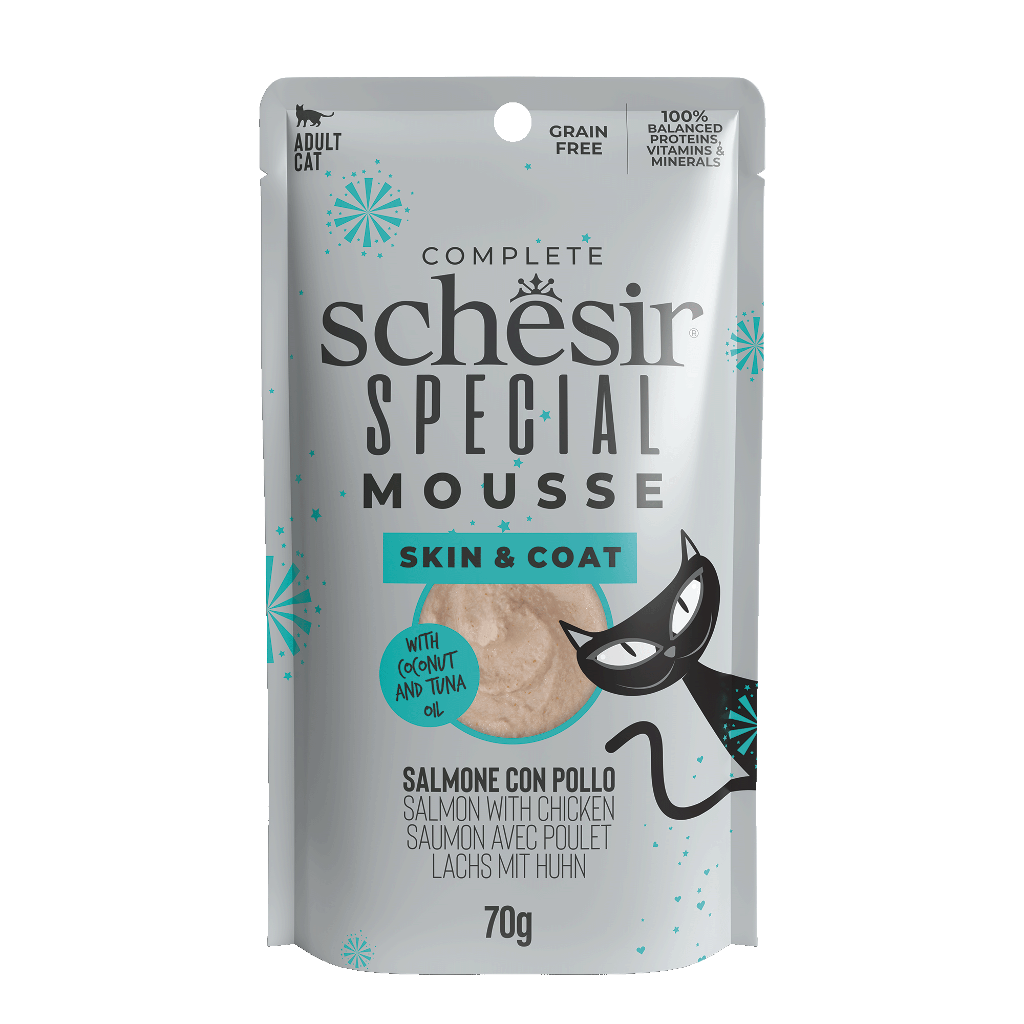 Schesir Special Skin & Coat Cat Mousse Salmon Adult Cat Wet Food 70g