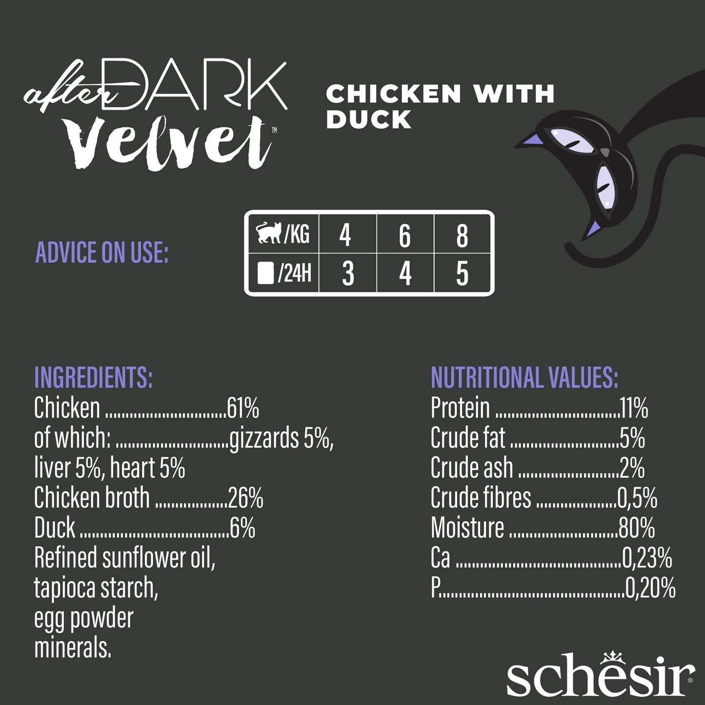 Schesir After Dark Velvet Cat Mousse Chicken & Duck Egg Adult Cat Wet Food 80g