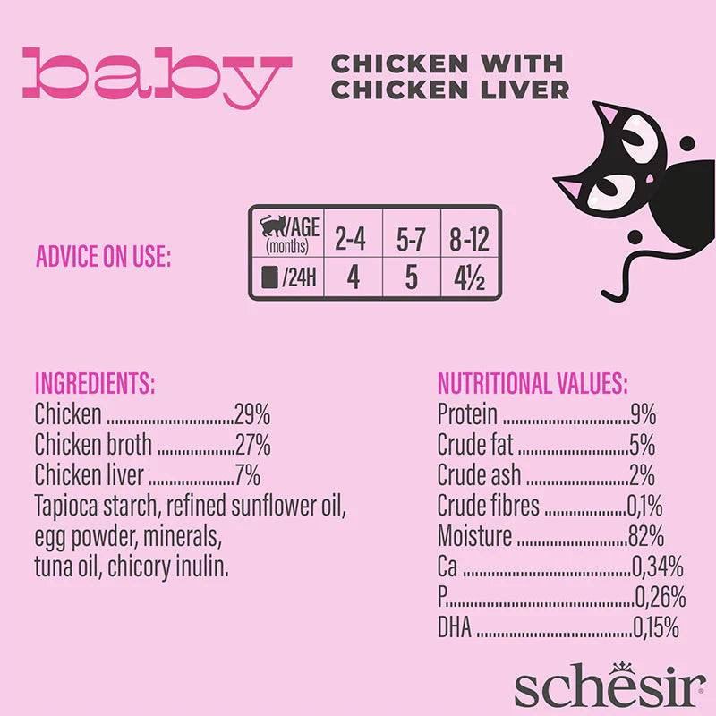 Schesir Baby Cat Mousse Chicken & Chicken Liver Cat Wet Food 70g