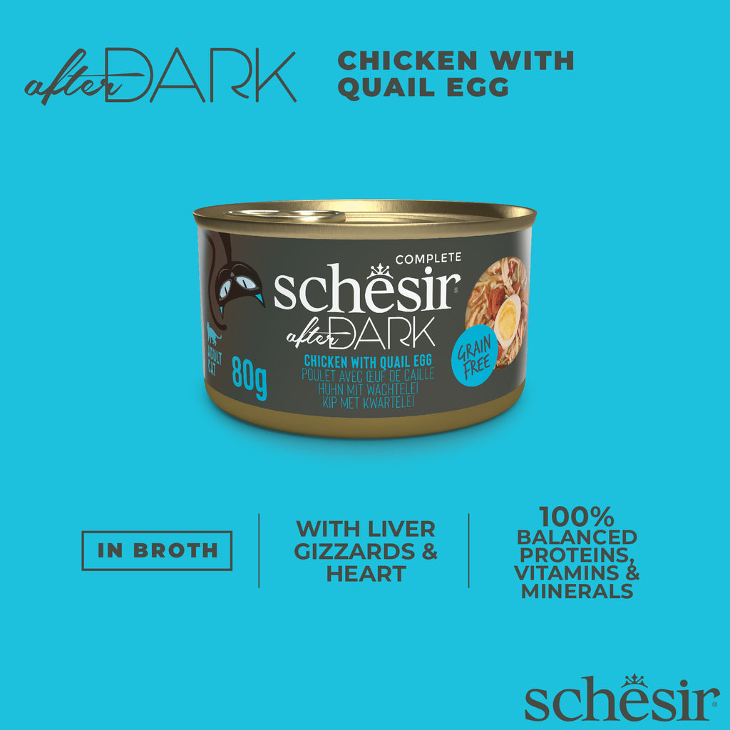 Schesir After Dark Adult Cat Wholefood | Chicken and Quail Egg Cat Wet Food 80g