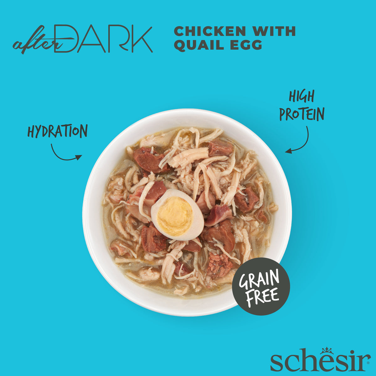 Schesir After Dark Adult Cat Wholefood | Chicken and Quail Egg Cat Wet Food 80g