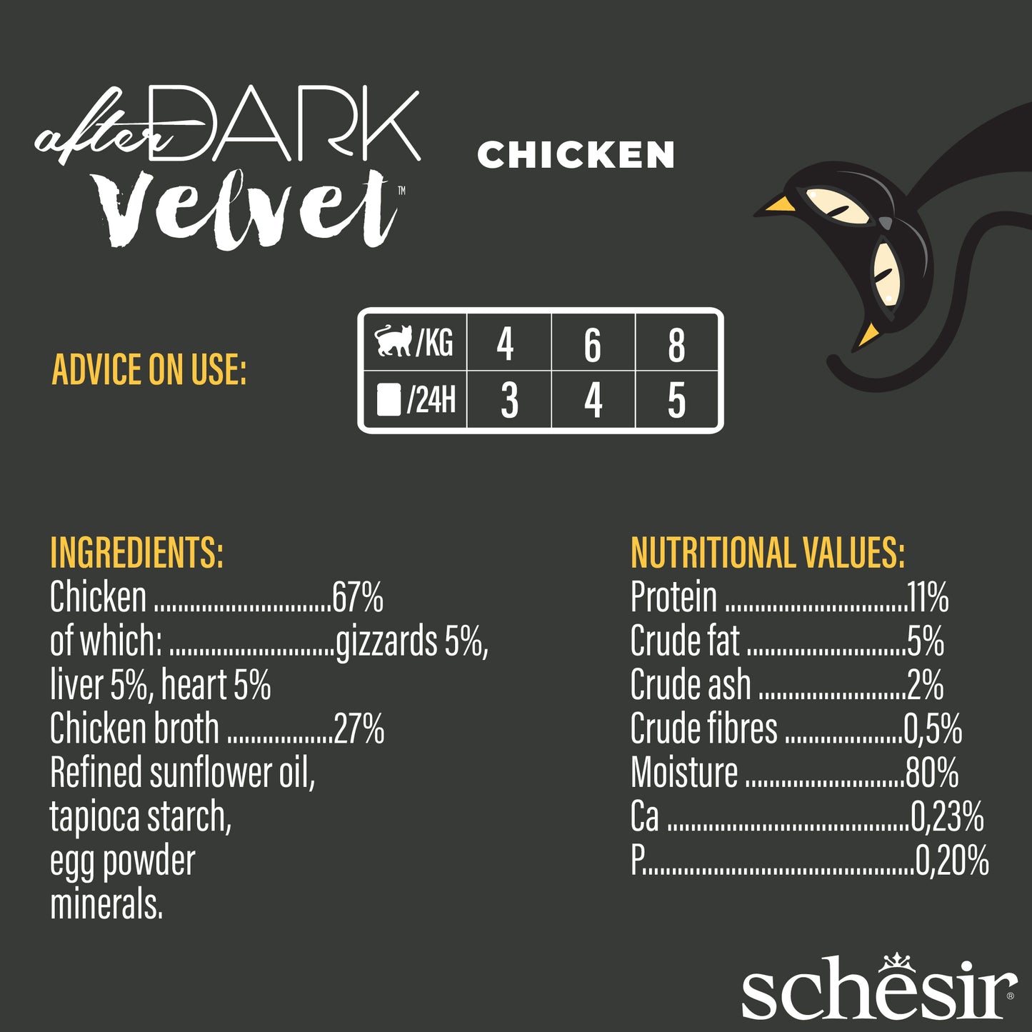 Schesir After Dark Velvet Cat Mousse Chicken Adult Cat Wet Food 80g