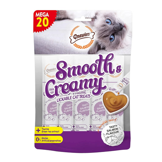 Gnawlers Smooth & Creamy Lickable Cat Treat Salmon Flavour Mega Pack 15g x 20 pcs
