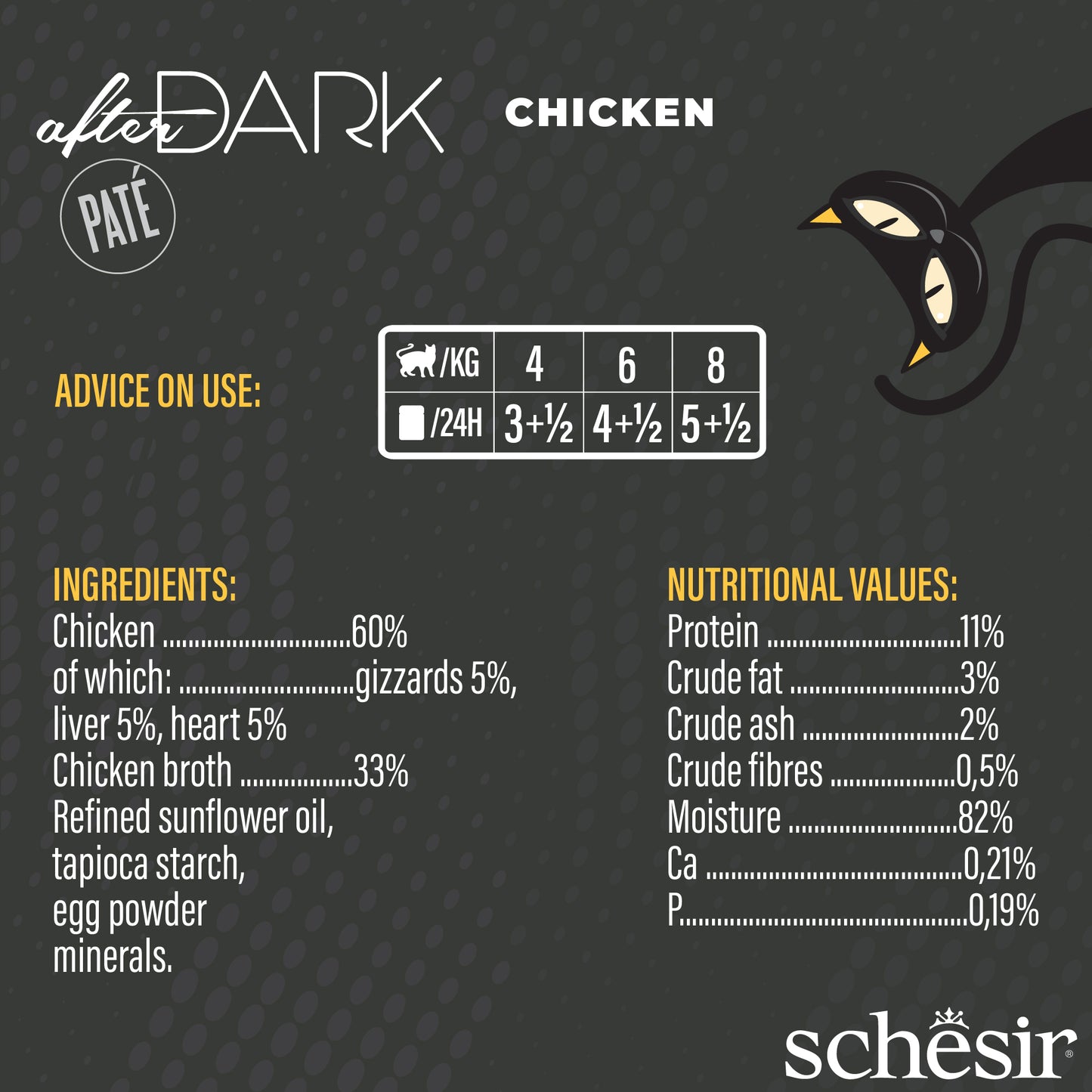 Schesir After Dark Pate Chicken Wet Adult Cat Food 80g