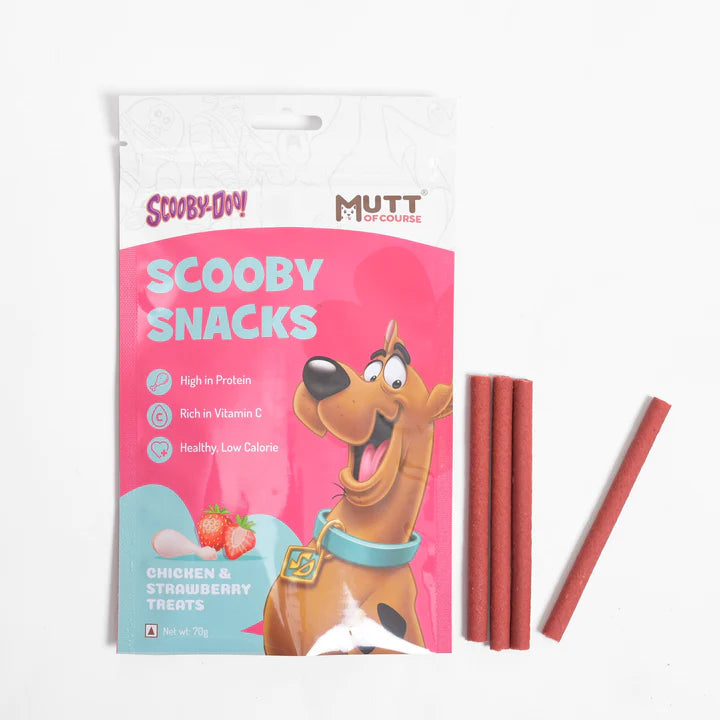 Mutt of Course Scooby Doo Chicken and Strawberry Chew Sticks Treat For Dogs 70g (Pack of 2)