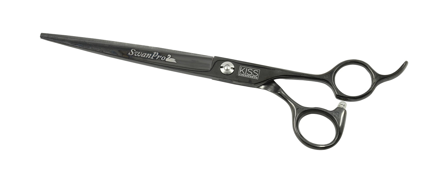 Kiss Grooming SWAN Straight Scissors, 7.5 Black