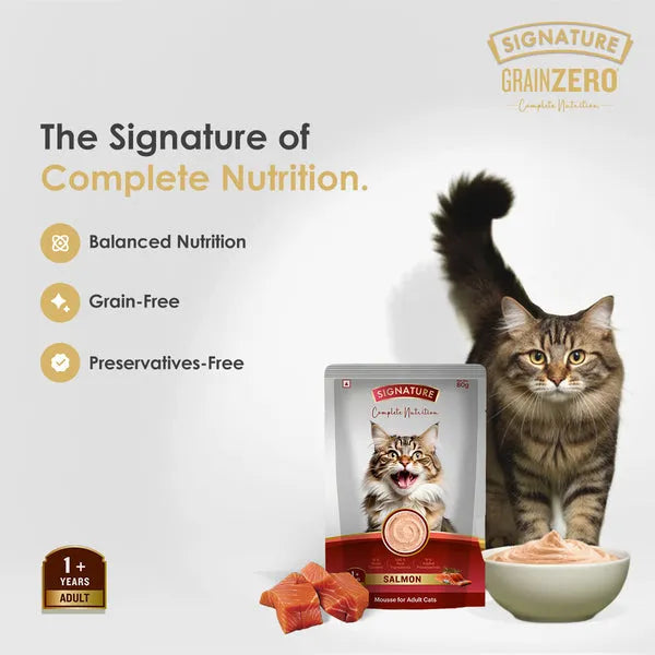 Signature Grain Zero Salmon Mousse Adult Cat Wet Food 80g (5+1) Buy 5 Get 1 Free