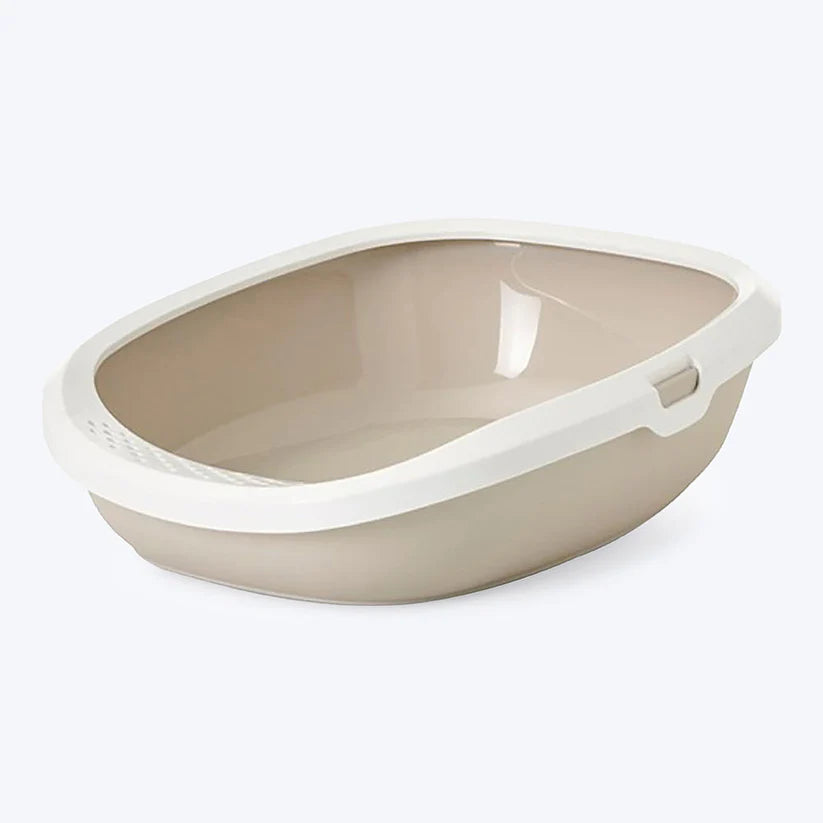 Savic Gizmo | Cat Litter Tray + Rim | Mocha | Size:  52x39.5x15cm