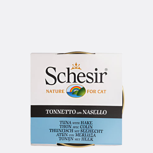 Schesir Tuna Whole Meat with Hake in Jelly Adult Cat Wet Food 85g