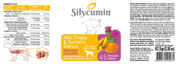 Bio Pet Active Silycumin For Kidney & Liver Support for Large Breed Dogs (45 Tablets)