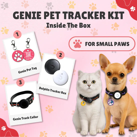 Kennel Genie Pet Tracker Kit Adjustable Collar For Dogs and Cats Work with Android