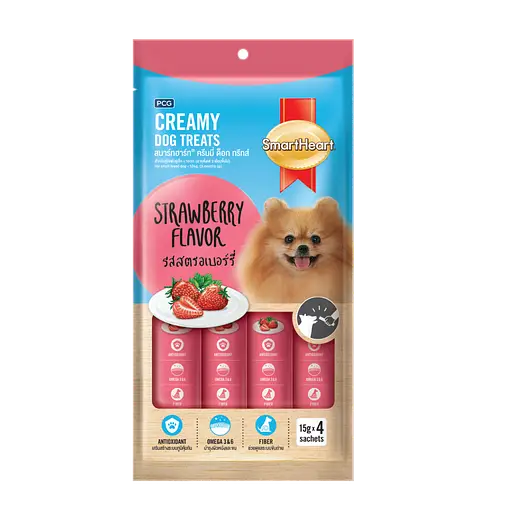 SmartHeart Creamy Treat For Dog Strawberry Flavor 15gx4 Sachets