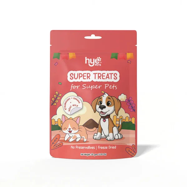 HYE Pets Freeze Dried Treats with Goat Milk, Strawberry, and Banana for Dogs and Cats 30g