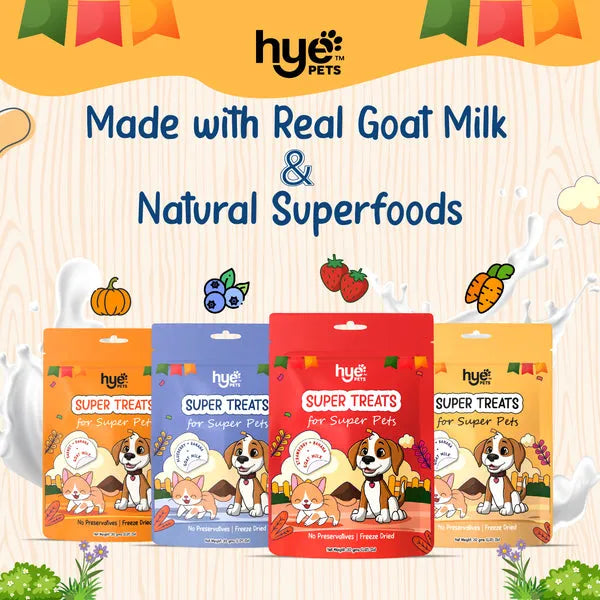 HYE Pets Freeze Dried Treats with Goat Milk, Strawberry, and Banana for Dogs and Cats 30g