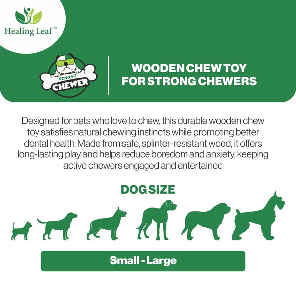 Healing Leaf Wooden chew Toys Wish Bone For Dogs 17 x 12 x 0.5cm