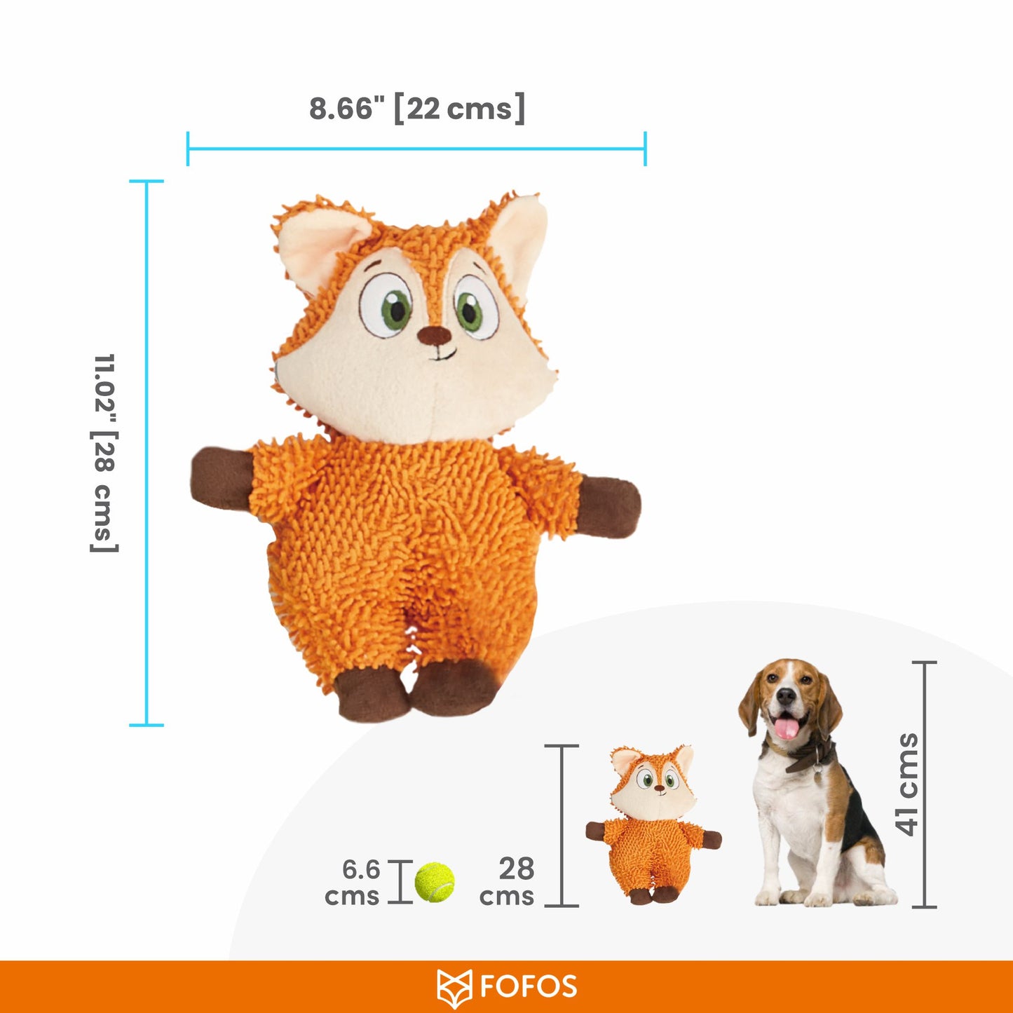 FOFOSTough Dog Toy Fox 22 x 10 x 28 cm