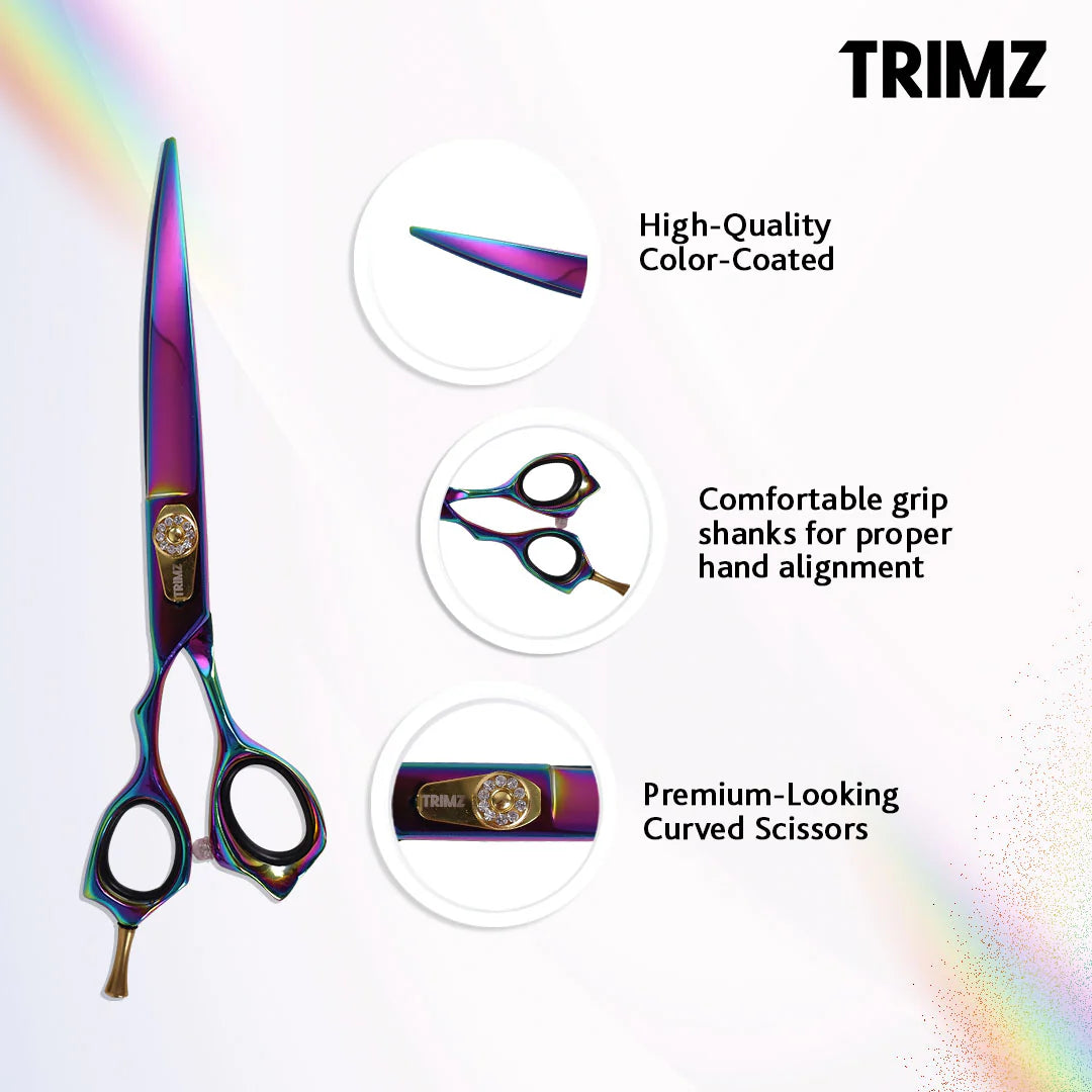 Trimz Left Handed Straight Scissor 7inch Rainbow