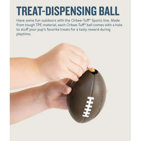 Petstages Orbee Tuff Football Brown Treat Dispenser Dog Toy 3.75inch x 6inch