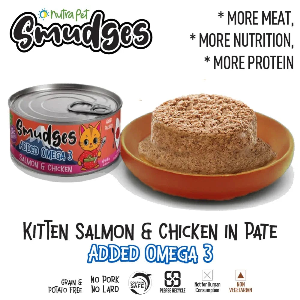 Smudges Added Omega 3 Salmon & Chicken Pate Kitten Wet Food 60gm