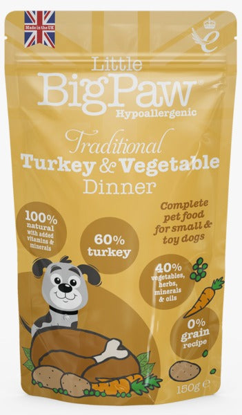 Little Big Paw Traditional Turkey & Vegetable Dinner Wet Dog Food for Small Breeds 150gm