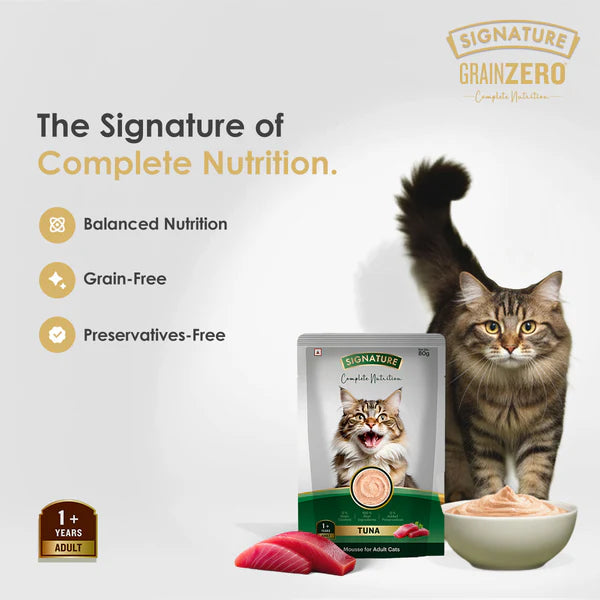 Signature Grain Zero Tuna Mousse Adult Cat Wet Food 80g (5+1) Buy 5 Get 1 Free