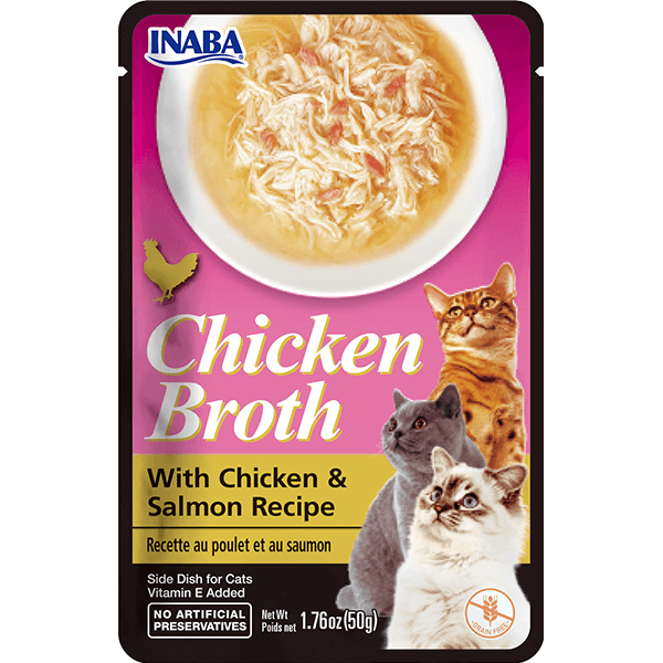 Inaba Chicken Broth with Chicken & Salmon Recipe Treats For Cats 50g