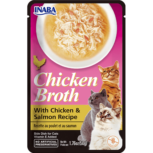 Inaba Chicken Broth with Chicken & Salmon Recipe Treats For Cats 50g