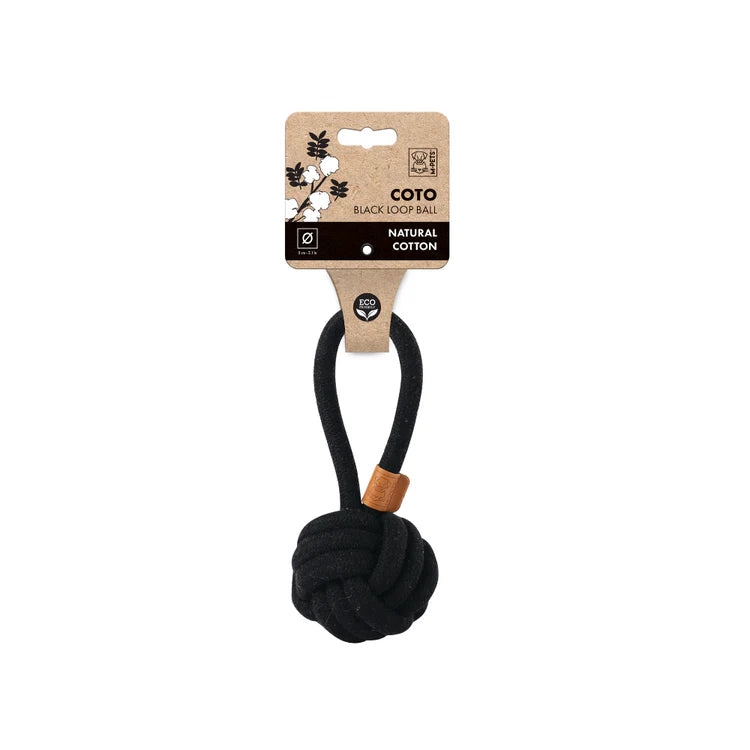 M-Pets Coto Loop Ball Natural Cotton Black Toy for Dogs 11cm