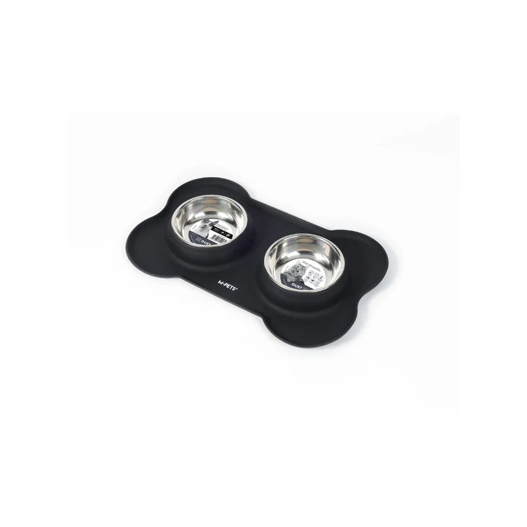 M-Pets Duet Bowl with Silicon Mat 400mlx2
