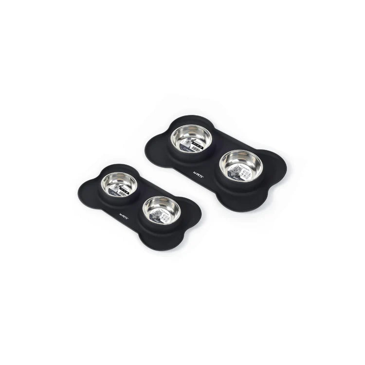 M-Pets Duet Bowl with Silicon Mat 400mlx2