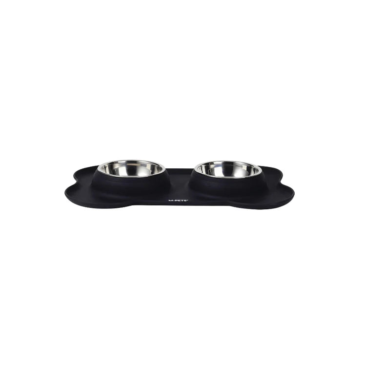 M-Pets Duet Bowl with Silicon Mat 400mlx2