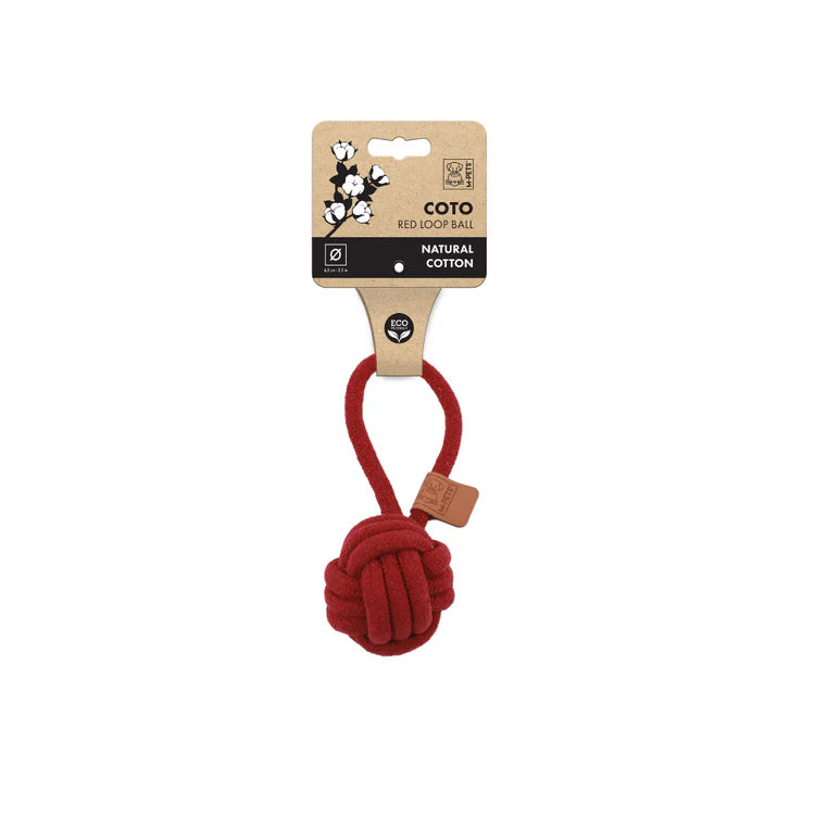 M-Pets Coto Loop Ball Natural Cotton Red Toy for Dogs Large 11cm