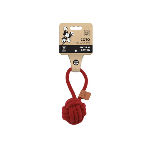 M-Pets Coto Loop Ball Natural Cotton Red Toy for Dogs Large 11cm