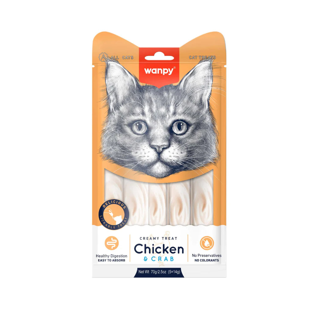 Wanpy Creamy Treat Chicken and Crab For Cats 70g