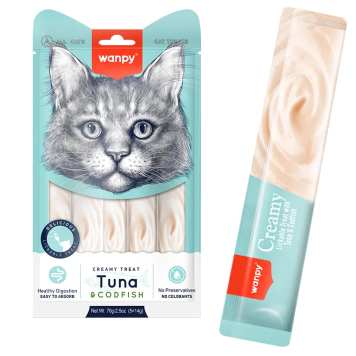 Wanpy Creamy Treat Tuna & Cod Fish For Cats 70g